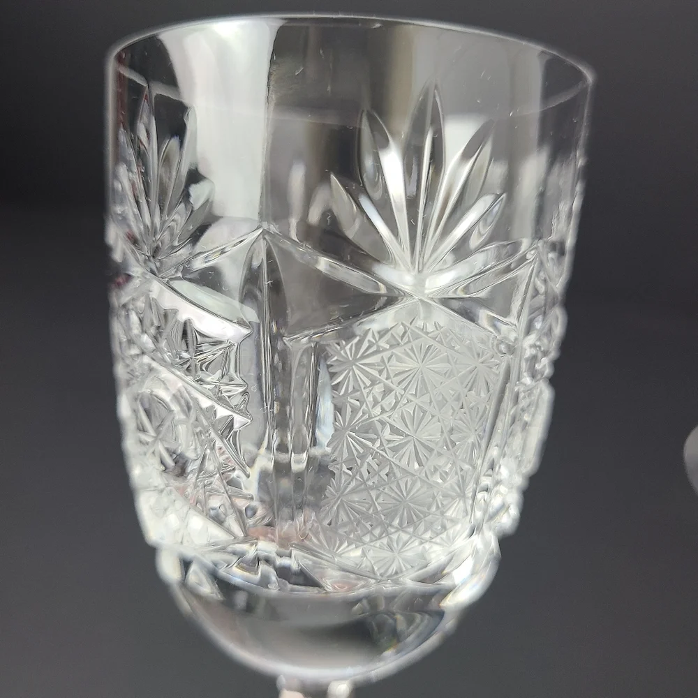 Bardejov Czechoslovakia Short Etched Port Crystal Glasses- Set of Two